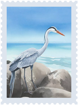 Image of a heron in the footer